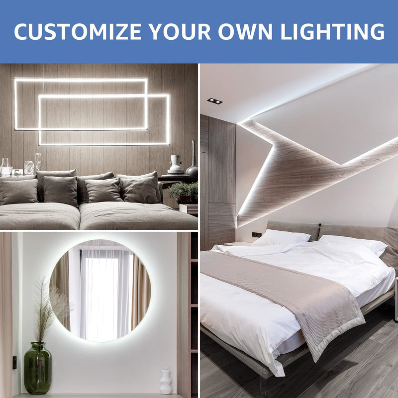 Lepro LED Strip Light White, 16.4ft Dimmable Vanity Lights, 6000K Super Bright LED Tape Lights, 300 LEDs 2835, Strong 3M Adhesive, Suitable for Home, Kitchen, Under Cabinet, Bedroom, Daylight White 16.4 ft - NewNest Australia