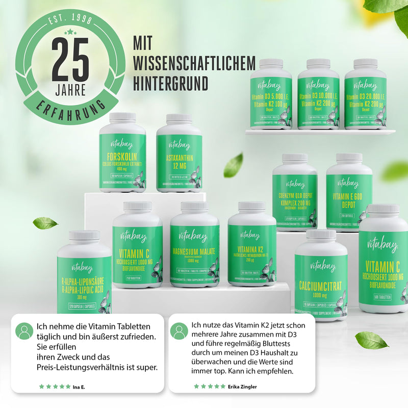 Vitabay Vitamin K2 high dose 200 µg (mcg) - VEGAN 365 Vitamin K2 tablets MK7 MK-7 - Vitamin K2 MK7 200 µg - Vit K2 Vitamin K 2 Vitamin K2 200 µg All-Trans Form K2 Vitamin Vitamin-K2 Mk7 Vitamin K2 365 pieces (pack of 1 ) - NewNest Australia