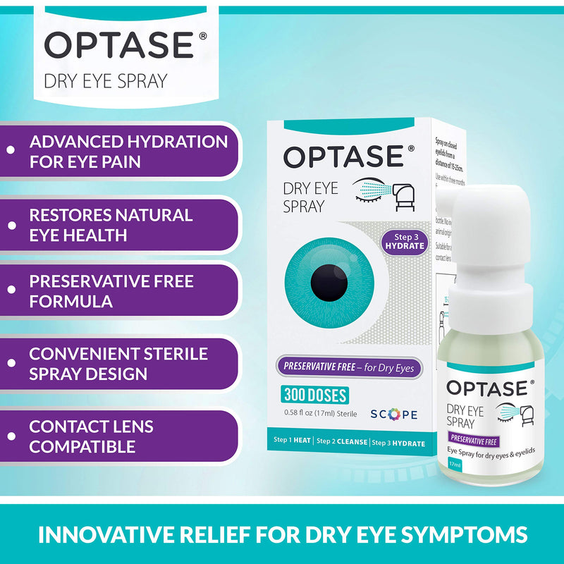 Optase Dry Eye Spray – A Preservative and Phosphate Free Dry Eye Spray for Irritated Eyes and Eyelids - 300 Doses - 17ml - NewNest Australia