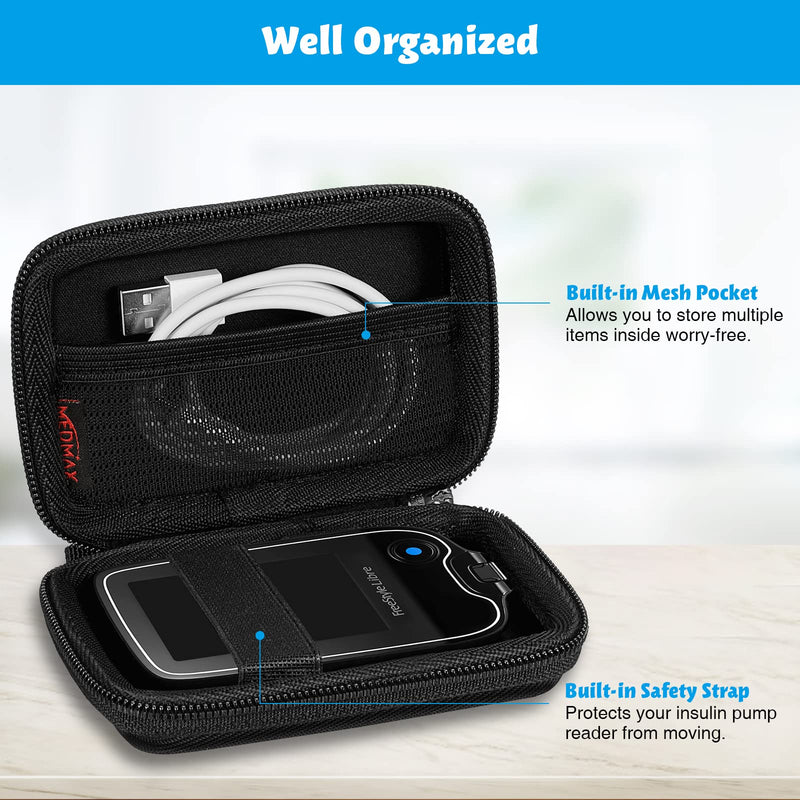 MEDMAX Hard Shell Protective Case for Freestyle Libre 2 / Libre Reader, Lightweight Shockproof Diabetic Storage Carrying Case with Clip and Handle, (Black) Black - NewNest Australia