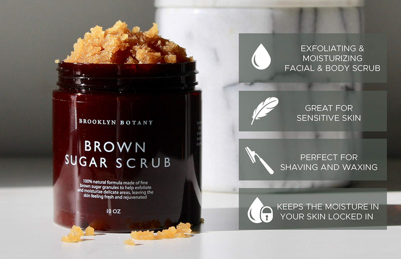Brooklyn Botany Brown Sugar Body Scrub - Moisturizing and Exfoliating Body, Face, Hand, Foot Scrub - Fights Acne Scars, Stretch Marks, Fine Lines & Wrinkles, Great Gifts For Women & Men - 10.5 oz 10 Ounce (Pack of 1) Jar - NewNest Australia