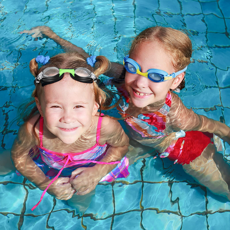 Portzon Unisex-Child Swim Goggles, Anti Fog No Leaking Clear Vision Water Pool Swimming Goggles Blue + Black - NewNest Australia