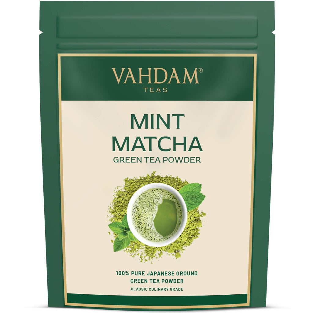 Mint + Matcha Green Tea Powder - Brew Delicious Mint Matcha Latte | Powerful SUPERFOODS Blend | Pure Japanese Matcha Powder with 100% Natural Mint 137x Anti-OXIDANTS, 100g (50 Servings) Mint and Matcha Green Tea - NewNest Australia