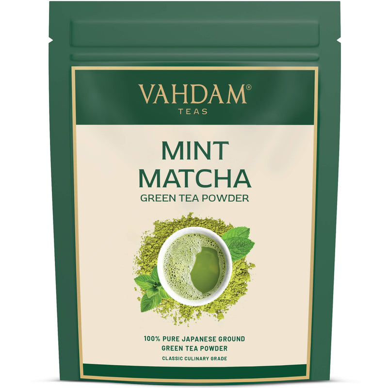 Mint + Matcha Green Tea Powder - Brew Delicious Mint Matcha Latte | Powerful SUPERFOODS Blend | Pure Japanese Matcha Powder with 100% Natural Mint 137x Anti-OXIDANTS, 100g (50 Servings) Mint and Matcha Green Tea - NewNest Australia