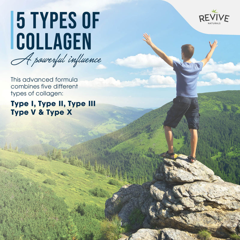 Multi Collagen Protein Capsules - Types I, II, III, V & X - Hydrolysed Grass Fed Bovine, Wild Caught Marine & Free-Range Chicken, Made with Hyaluronic Acid & Vitamin C, 120 Caps - NewNest Australia