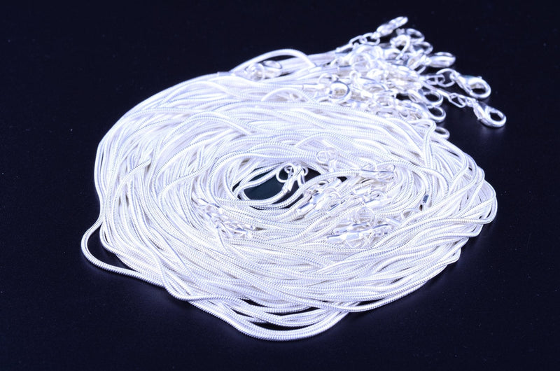 Snake Chain Necklace White Brightening 24pcs 925 Silver Plated 1.2mm DIY Shining Link with Lobster Clasps for Jewelry Making (16 inch, Shining White Brightening) 16 inch - NewNest Australia