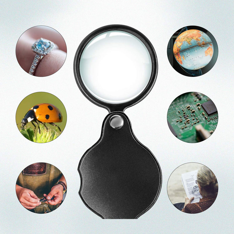 Wapodeai 2pcs 10x Small Pocket Magnify Glass Premium Folding Mini Magnifying Glass with Rotating Protective Sheath, Apply to Reading, Science, Jewelry, Hobbies, Books, 1.96in - NewNest Australia