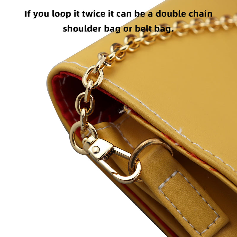 HEEHEE 7.9 Inches Mini Purse Chain Strap Delightful Extending Durable DIY Iron Flat Chains Replacement Straps with Buckles Wide 7mm Thick 2mm Gold 1 PCS for Handbag Shoulder Cross Body Wallet Gold 7.9" - NewNest Australia