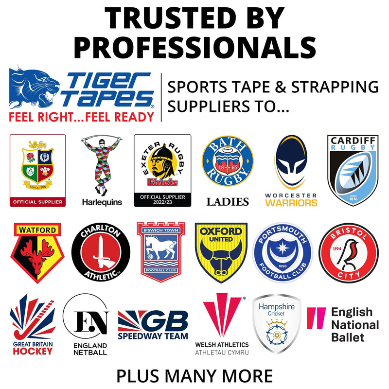 TIGERTAPES - Pack of 6 Zinc Oxide Strapping (1.25cm x 13.7m) - Long Sports Tape - Easy to Apply Sports Injury Tape for Sports Healthcare Professionals - Hand Tearable - White 1.25cm x 13.7m - NewNest Australia