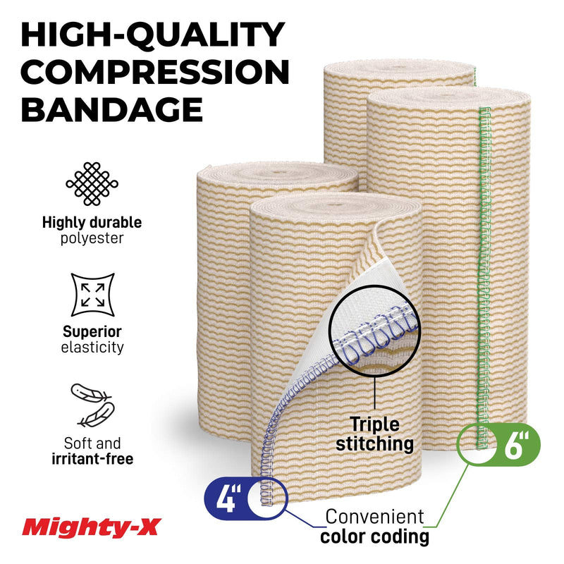Premium Compression Bandage - Pack of 4 - (2 x 10cm & 2 x 15cm) - Self-Closing Elastic Bandage Wrap - Latex Free - Washable & Reusable Adhesive 4pk - NewNest Australia