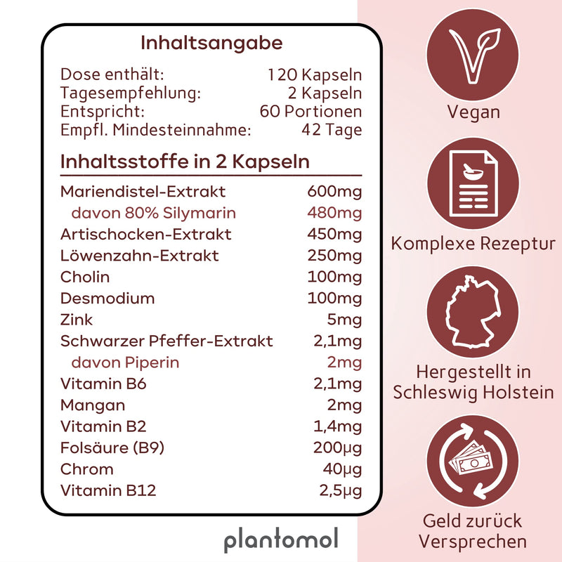 13-Fold Bitterrein Liver Complex - 120 Liver Capsules With 13 Ingredients Such As Choline For Normal Liver Function & Milk Thistle Artichoke Dandelion Desmodium - Liver Treatment Capsules By - NewNest Australia