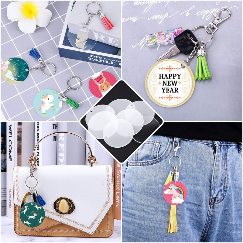 Acrylic Keychain Blanks, Audab 120pcs Clear Keychains for Vinyl Kit Including 30pcs Acrylic Blanks, 30pcs Keychain Tassels, 30pcs Key Chain Rings and 30pcs Jump Rings for DIY Keychain Vinyl Crafting - NewNest Australia