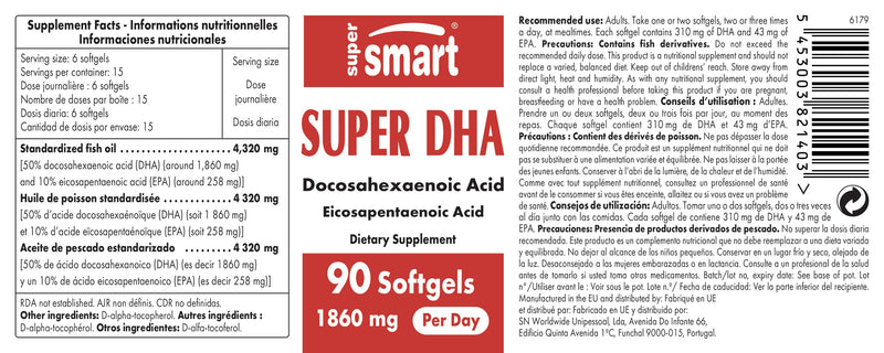Super DHA - Heart and Brain - Docosahexaenoic Acid - Eicosapentaenoic Acid - Natural Omega-3 Formula - Sustainable Fishing - GMO Free - Supersmart - NewNest Australia