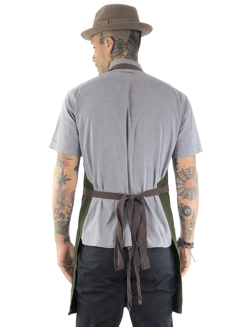 Under NY Sky Knife-Roll Forest Green Apron – Heavy-Duty Canvas, Leather Reinforcement – Adjustable for Men and Women – Pro Chef, Barbecue, Butcher, Bartender, Woodworker, Tool Aprons - NewNest Australia