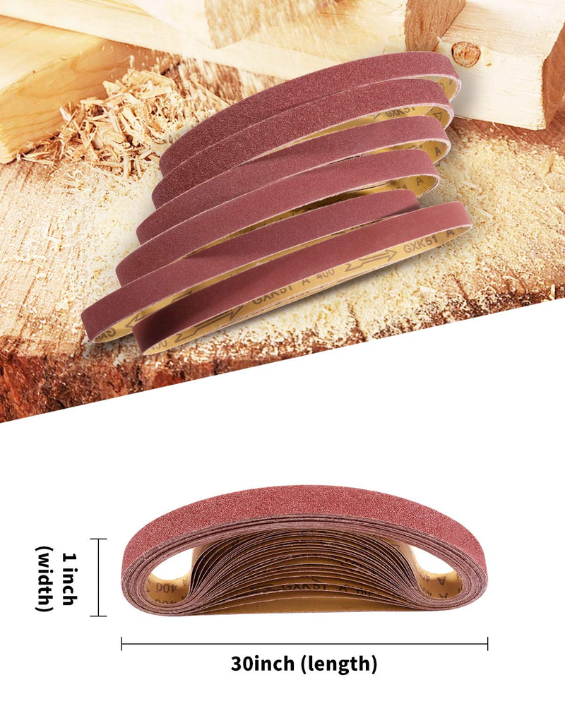 S SATC Sanding Belts 1×30-Inch Sanding belt Belt Sander Belt Sander Paper, (4 Each of 60, 80, 120,150,240,400 Grits) Aluminum Oxide 24PCS 24PCS 1x30inch Sanding Belt - NewNest Australia