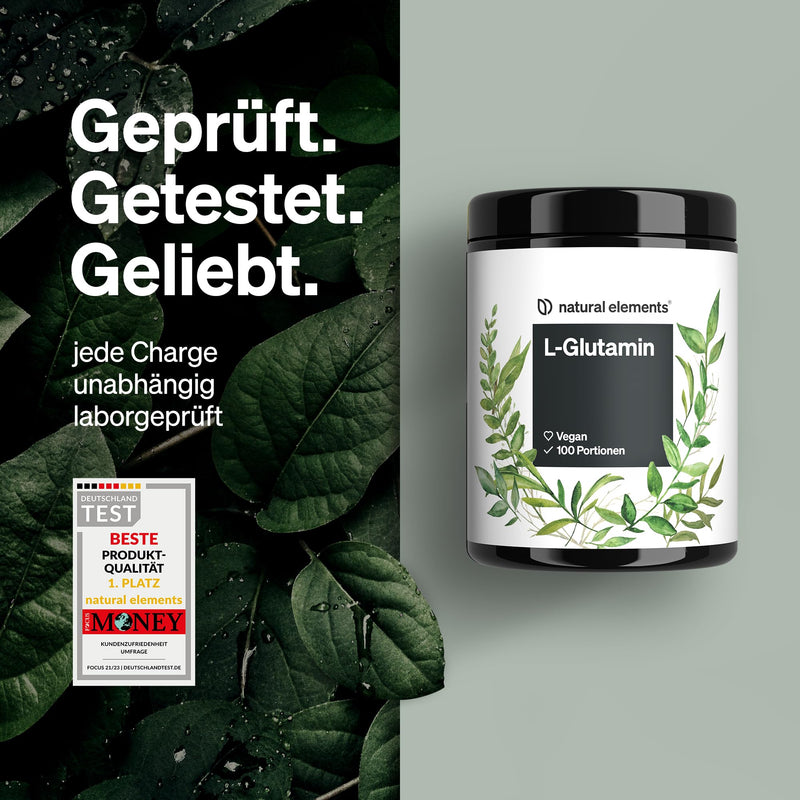 natural elements L-Glutamine powder - 500g - pure L-Glutamine - neutral in taste - vegan, high dosage, without additives - produced in Germany & laboratory tested - NewNest Australia