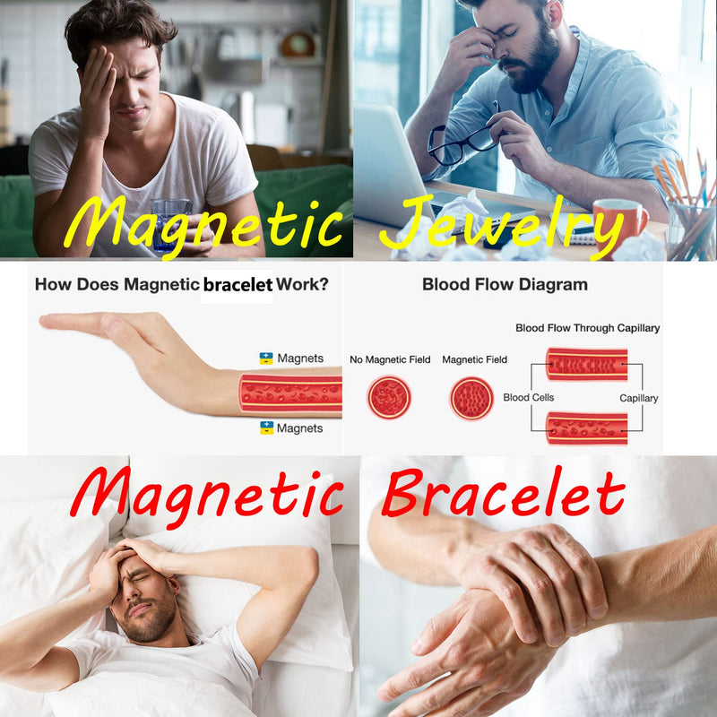Jeracol Lymph Detox Titanium Steel Magnetic Bracelet for Men with Strength Magnets(3500Gauss) Womens Magnetic Wristband Brazaletes,Adjustable Size with Remove Tool & Gift Box. A-Silver Gold - NewNest Australia