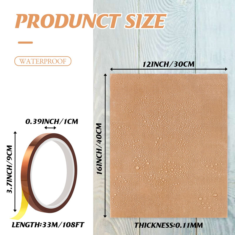 HTVRONT Teflon Sheets for Heat Press - 3 Packs 12" x 16" Teflon Sheets with 3 Rolls 10mm x 33m Heat Tape for Sublimation Non-Stick Teflon Sheet Heat Resistant (Brown) BROWN - NewNest Australia