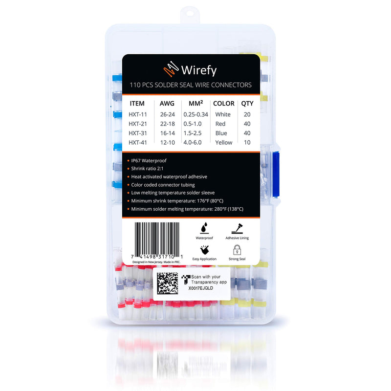 Wirefy 110 PCS Solder Seal Wire Connectors Kit - Heat Shrink Solder Butt Connectors - Waterproof Solder Sleeves - Self Soldering Wire Connectors - Set 26-10 AWG 110 PCS Kit - NewNest Australia