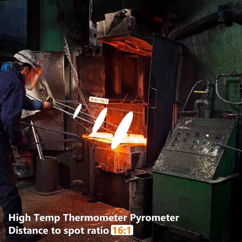 Infrared Thermometer, Ap-985E Laser Thermometer -58‚Ñâ~1472‚Ñâ, D:S=16:1, Non-Contact Thermometer With Humidity, Ambient Temperature And Dew Point, Temperature Alarm„ênot For Humans„ë Ap-985Eôºàyellowôºâ - NewNest Australia