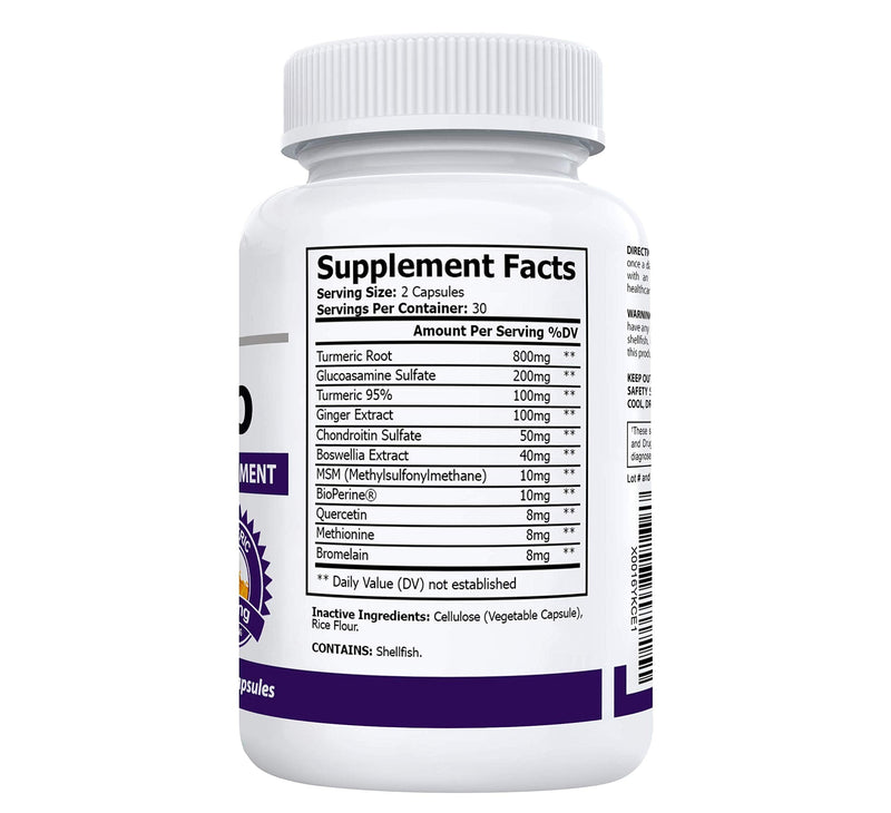 FlexiPro #1 Natural Pain Supplement | 11-in-1 Stiffness, Mobility & Flexibility Support | Turmeric, MSM, Ginger, Chondroitin, Boswellia & Bromelain | 60 Vegetable Caps - NewNest Australia