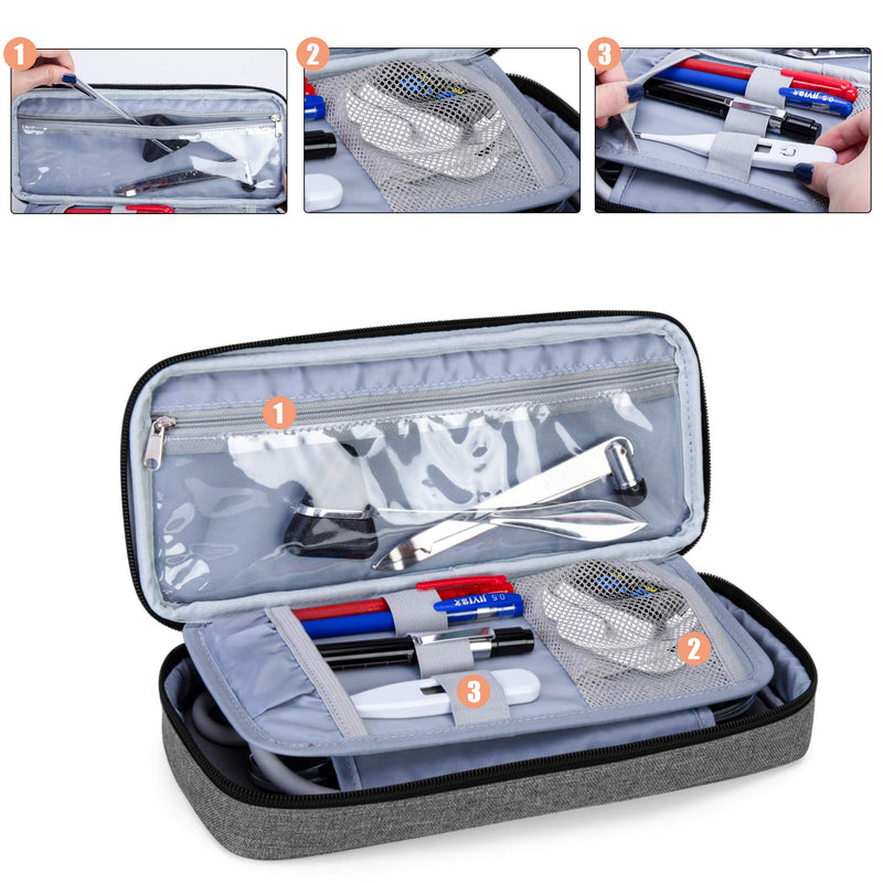 Trunab Stethoscope Case with Inner Divider, Stethoscope Carrying Case Compatible with 3M Littmann/MDF/ADC and Extra Accessories for Nurses, Pediatric Doctor or Medical Students, Grey - Patented Design - NewNest Australia