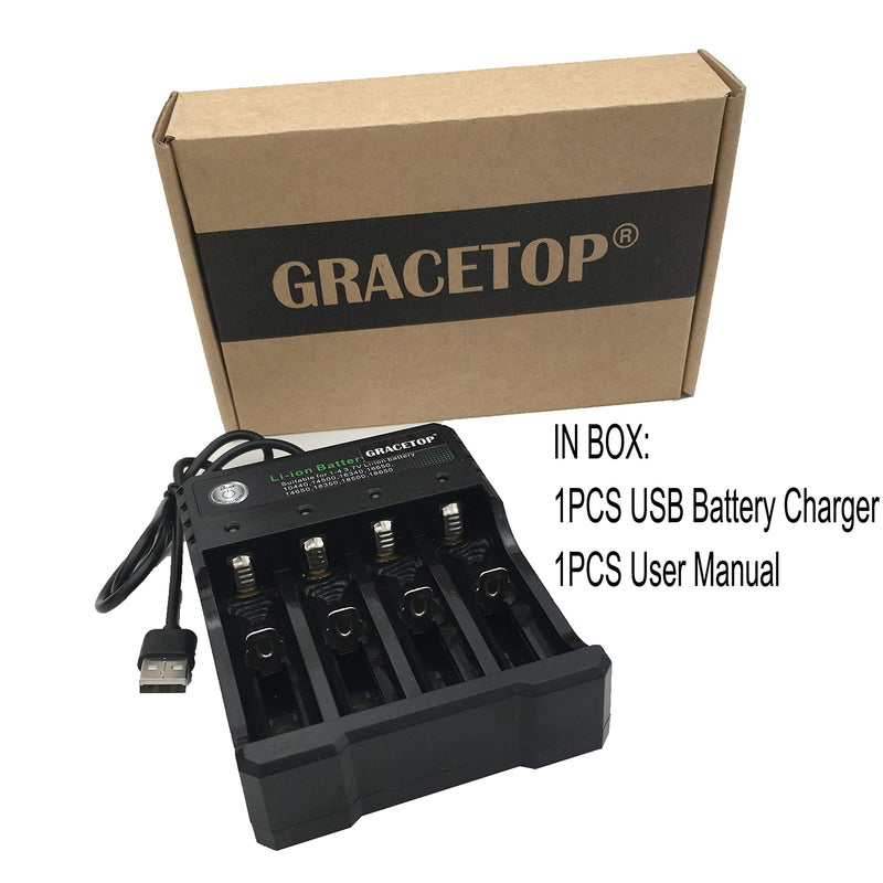 18650 Battery Charger 4-Bay 5V 2A for Rechargeable Batteries 3.7V Li-ion TR IMR 18650 14500 16340(RCR123) Red/Green Display (Not Battery) - NewNest Australia