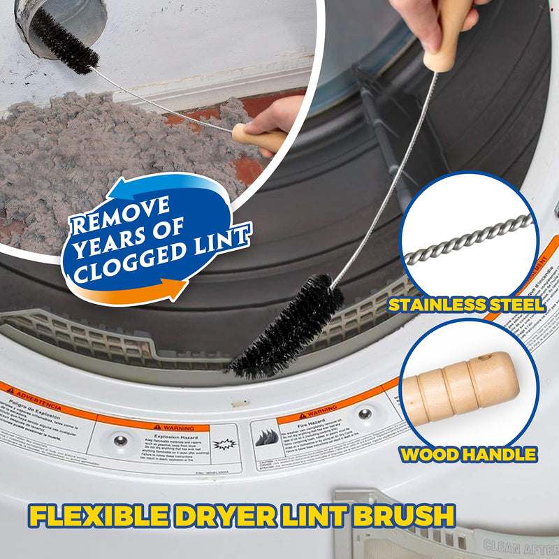 Holikme Dryer Vent Cleaner Kit Clothes Dryer Lint Vent Trap Cleaner Brush & Refrigerator Coil Brush Lint Remover, Blue - NewNest Australia