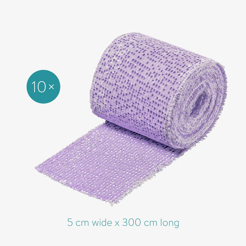 Navaris Plaster Cloth Rolls (S, Pack of 10) - Gauze Strips Wrap Bandages for Body Casts, Craft Projects, Belly Molds - 2" Wide x 118" Long, Violet S Purple - NewNest Australia