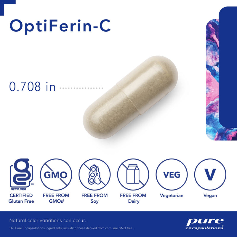 Pure Encapsulations OptiFerin-C | Iron Supplement to Support Healthy Skin, Iron Absorption, and Overall Immune System Health* | 60 Capsules - NewNest Australia