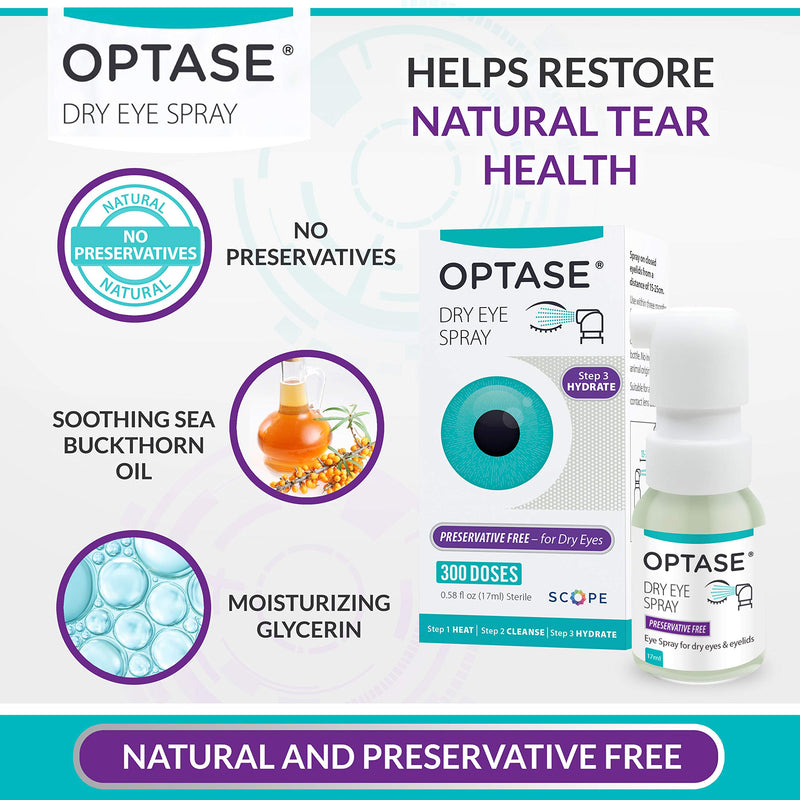 Optase Dry Eye Spray – A Preservative and Phosphate Free Dry Eye Spray for Irritated Eyes and Eyelids - 300 Doses - 17ml - NewNest Australia