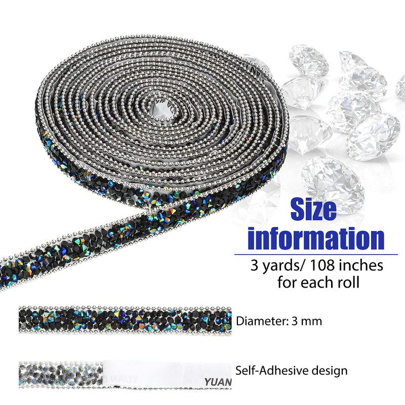 3 Yards Resin Rhinestone Ribbons Self Adhesive Diamond Ribbon Crystal Ribbon Roll Glitter Resin Diamond Belt Bling Rhinestone Ribbon for DIY Art Crafts (Black AB Color,0.4 Inch) Black AB Color 0.4 Inch - NewNest Australia