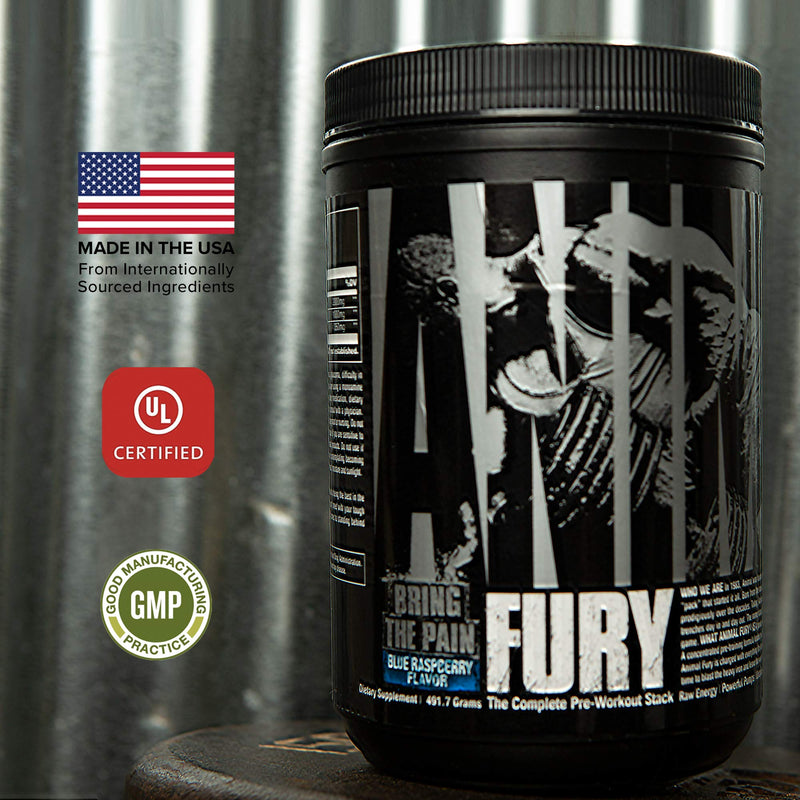 Animal Fury - Pre Workout Powder Supplement for Energy and Focus - 5g BCAA, 350mg Caffeine, Nitric Oxide, Without Creatine - Powerful Stimulant for Bodybuilders - Blue Raspberry - 30 Servings 1.1 Pound (Pack of 1) - NewNest Australia