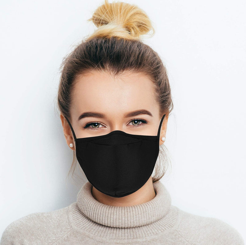 ecotru UK 4 Pack Reusable Cotton Face Masks, 2 Navy Blue, 2 Black Mask with Nose Wire for Glass Wearers, 3-Ply Washable & Breathable Fabric with Filter Pocket & Adjustable Loops - NewNest Australia