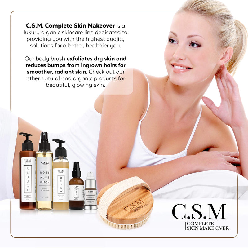 CSM Dry Body Brush For Beautiful Skin - Solid Wood Frame & Boar Hair Exfoliating Brush To Exfoliate & Soften Skin, Improve Circulation, Stop Ingrown Hairs, Reduce Acne and Cellulite - NewNest Australia