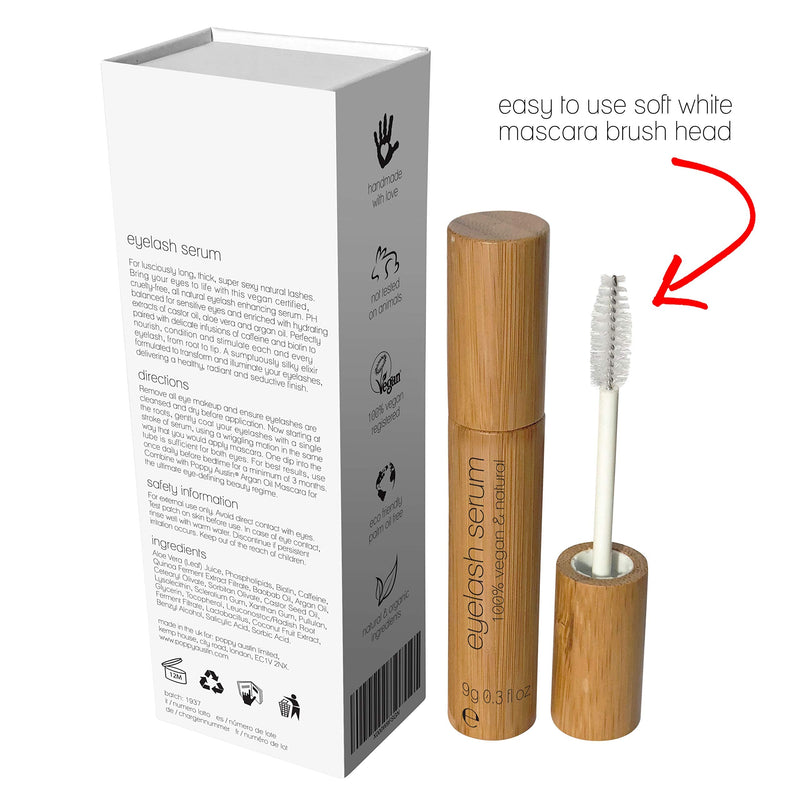 Poppy Austin 9g Eye Lash Serum - Premium Eyelash Growth Serum with Argan Oil, Castor Oil, Caffeine, Vitamin E, Aloe Vera - Vegan, Cruelty-Free Eyelash Serum, Growth Enhancer for Lashes, Brows - NewNest Australia