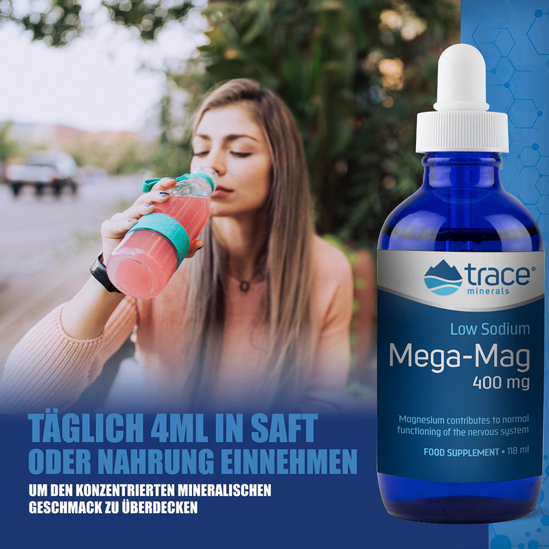 Trace Minerals Mega-Mag 400 Mg Magnesium | Liquid Magnesium Chloride | Supports Blood Pressure, Heart Health, Relaxed Mood, Digestion And Sleep | Helps Muscle Strength | (118Ml) - NewNest Australia