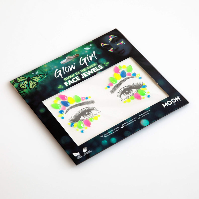 Glow in the Dark Face Jewels by Moon Glow - Festival Face Body Gems, Crystal Make up Eye Glitter Stickers, Temporary Tattoo Jewels (Glow Girl) Glow Girl - NewNest Australia