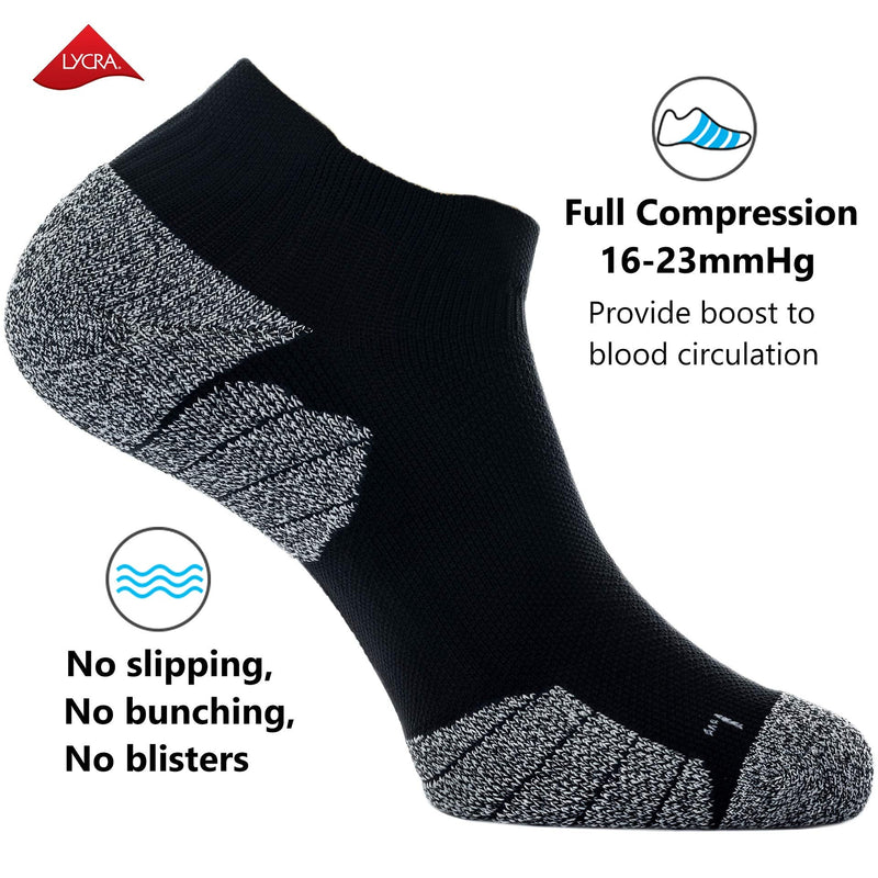 CWVLC Unisex Cushioned Compression Athletic Ankle Socks Multipack Large 3-pairs Black - NewNest Australia