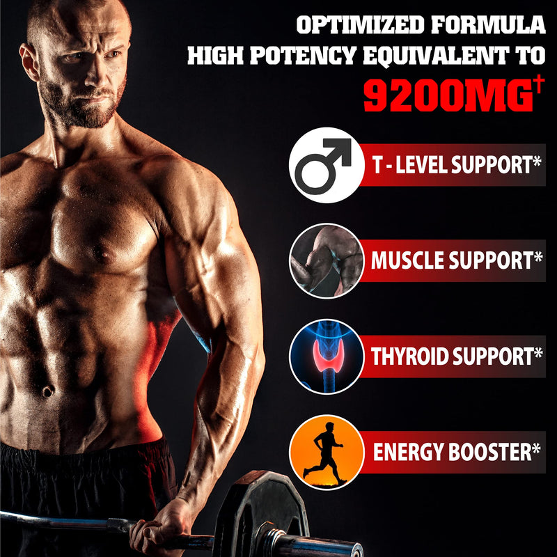 Energy Support Supplement for Men with Ashwagandha, Tribulus, Ginseng & More - 11 Herbs Equivalent to 9200mg - Strength Support - 60 Vegan Capsules 1 Month Supply - NewNest Australia