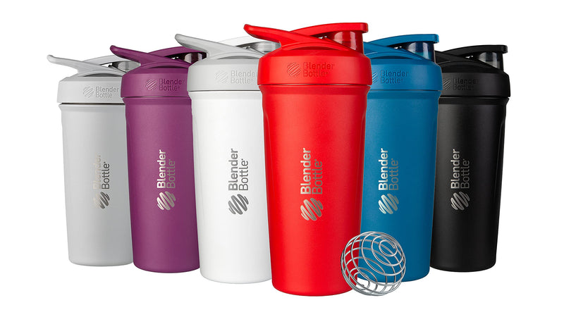 BlenderBottle Strada - stainless steel drinking bottle, thermal bottle with BlenderBall, protein shaker and fitness shaker, BPA free, double-walled, vacuum insulated - black, 710 mL. single - NewNest Australia