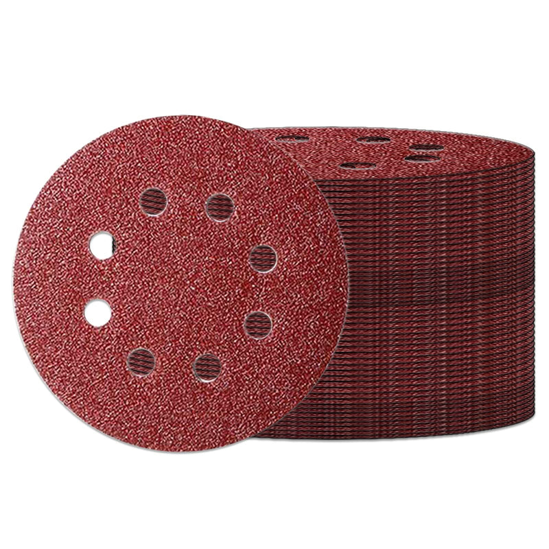 50Pcs 125mm 8 Holes Sanding Discs Pads Sanding Sheets, 5 Inch 60 Grits Hook and Loop Sandpaper Sheet for Random Orbital Sander. - NewNest Australia