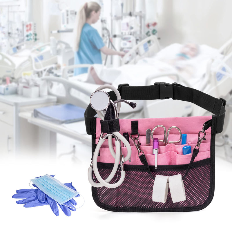 Damero Nurse Fanny Pack with Stethoscope Holder and Multiple Compartments, Nurse Waist Bag Vet Pouch, Nursing Organizer Belt Medical Gear Hip Bag for Bandage Scissors and Other Supplies,Pink Pink - NewNest Australia