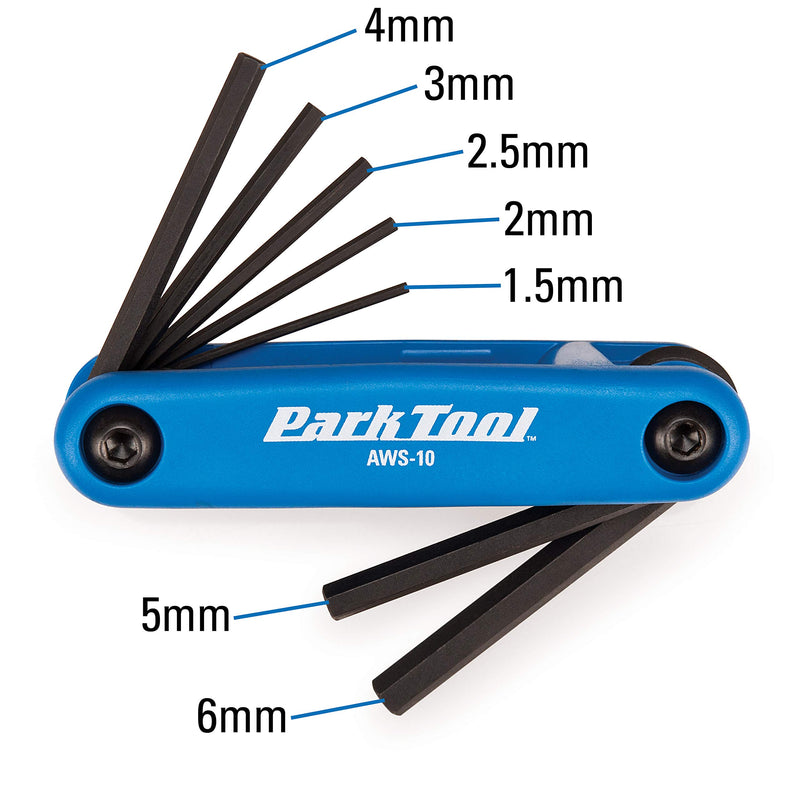 Park Tool AWS-10 Fold-Up Hex Wrench Set - 1.5mm, 2mm, 2.5mm, 3mm, 4mm, 5mm, 6mm - NewNest Australia