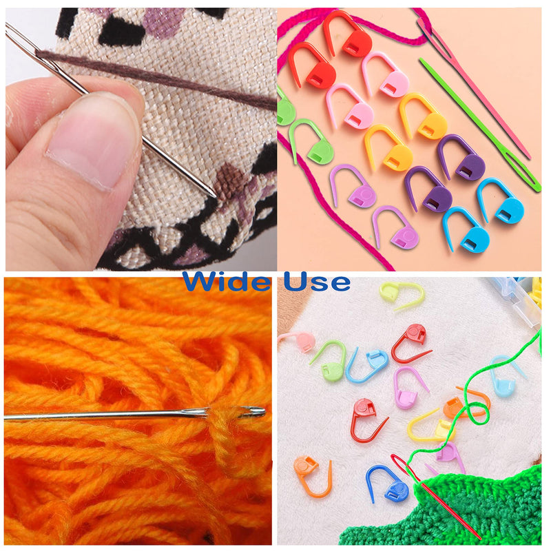 26 Pcs Sewing Knitting Kits, 9 Pcs Large-Eye Blunt Yarn Needles, 4 Pcs Plastic Weaving Needles,12 Pcs Colorful Knitting Crochet Locking Counter Stitch Needle, Suitable for Crochet Project 26 PCS - NewNest Australia