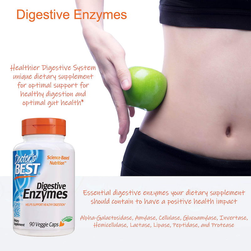 Doctor's Best Digestive Enzymes Non-GMO Vegetarian Gluten Free, 90 Veggie Caps - NewNest Australia