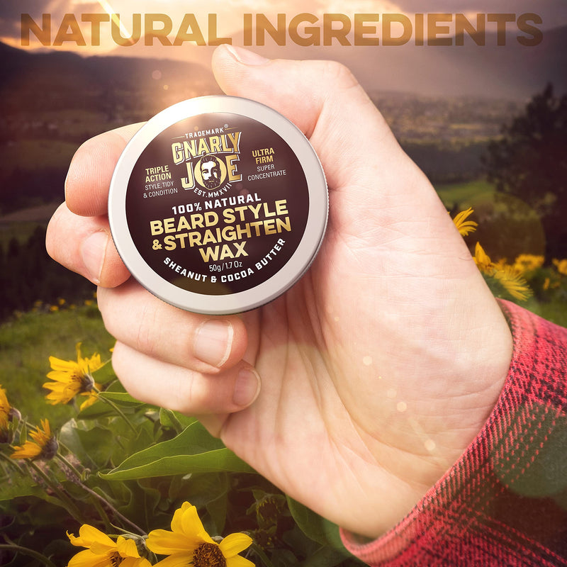 Gnarly Joe Beard Styling and Straightening Wax for Men, Unscented. 100% Natural Ingredients. Sheanut Butter, Cocoa Butter, Sweet Almond Oil. Ultra-Firm, 50 g - NewNest Australia