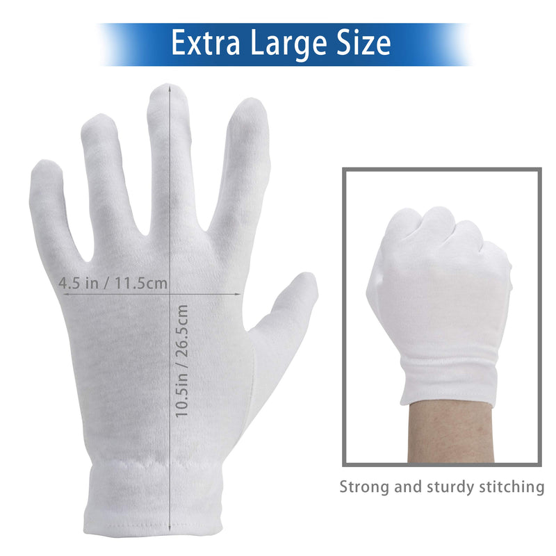 Extra Large, XL Moisturizing Gloves OverNight Bedtime Cotton Cosmetic Inspection Premium Cloth Quality Eczema Dry Sensitive Irritated Skin Spa Therapy Secure Wristband (8 Pack) 14 Count (Pack of 1) - NewNest Australia