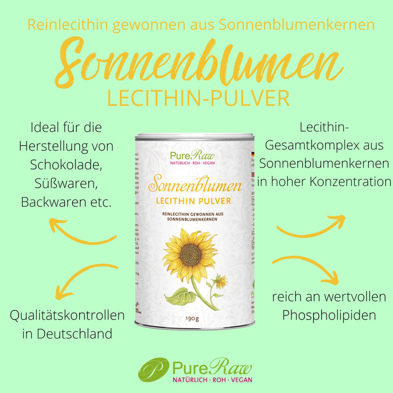 Sunflower Lecithin Powder, Lecithin Powder From Sunflower Seeds, Vegan Phosphatidylcholine Emulsifier, Sunflower Lecithin Powder, Phosphatidylcholine, Pureraw 380 G (= 2 X 190 G) - NewNest Australia
