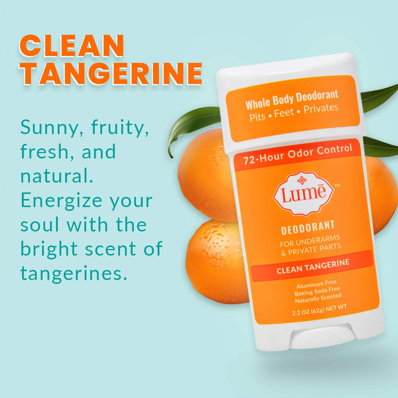 Lume Natural Deodorant - Underarms and Private Parts - Aluminum Free, Baking Soda Free, Hypoallergenic, and Safe For Sensitive Skin - 2.2 Ounce Stick Two-Pack (Clean Tangerine) Clean Tangerine - NewNest Australia